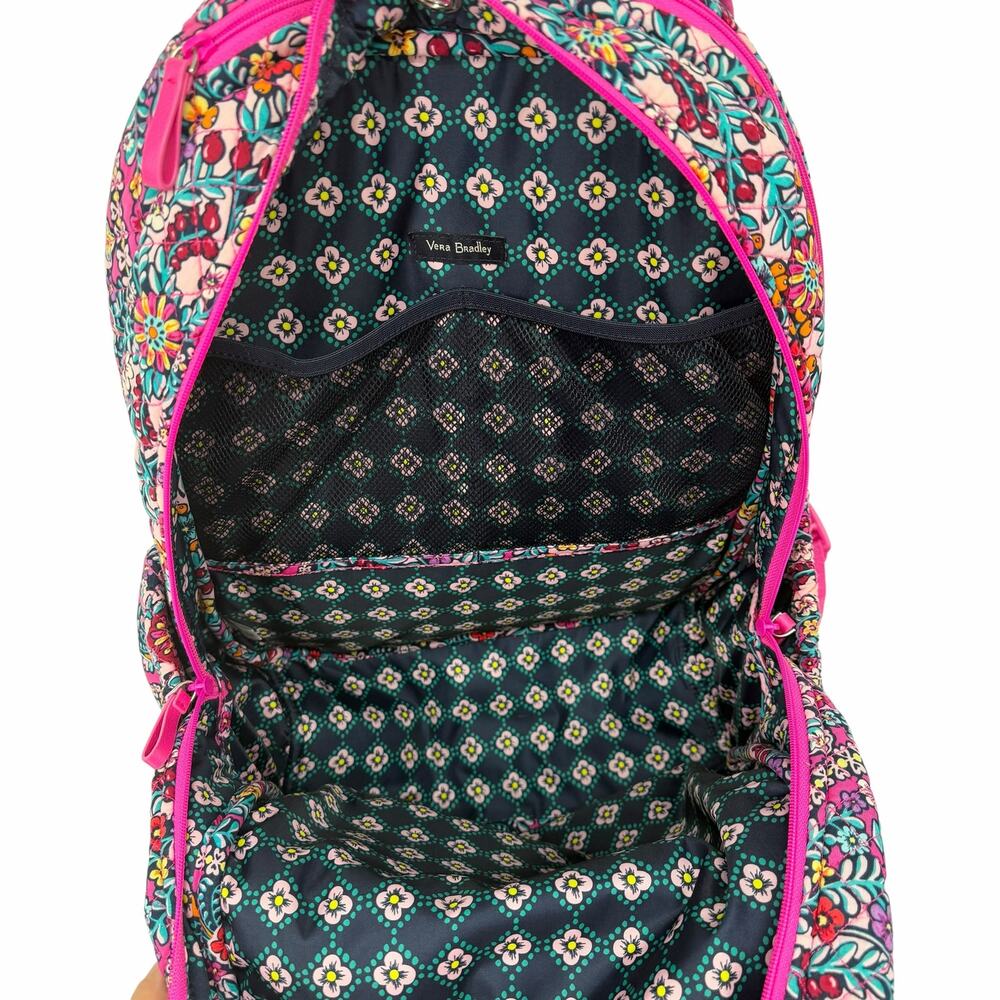 Vera Bradley Pink Floral Pink Travel Backpack Carry On Luggage Bag Large - Picture 9 of 10